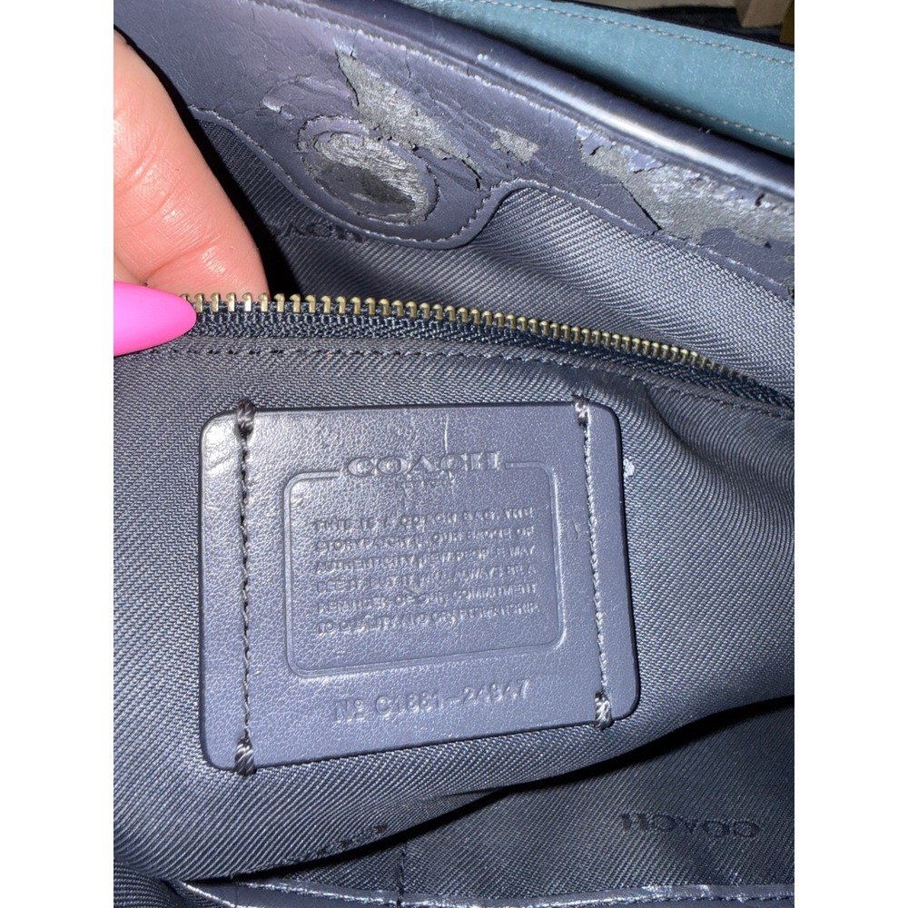Coach Edie 31 Blue Pebbled Leather Shoulder Crossbody Bag - Picture 10 of 11
